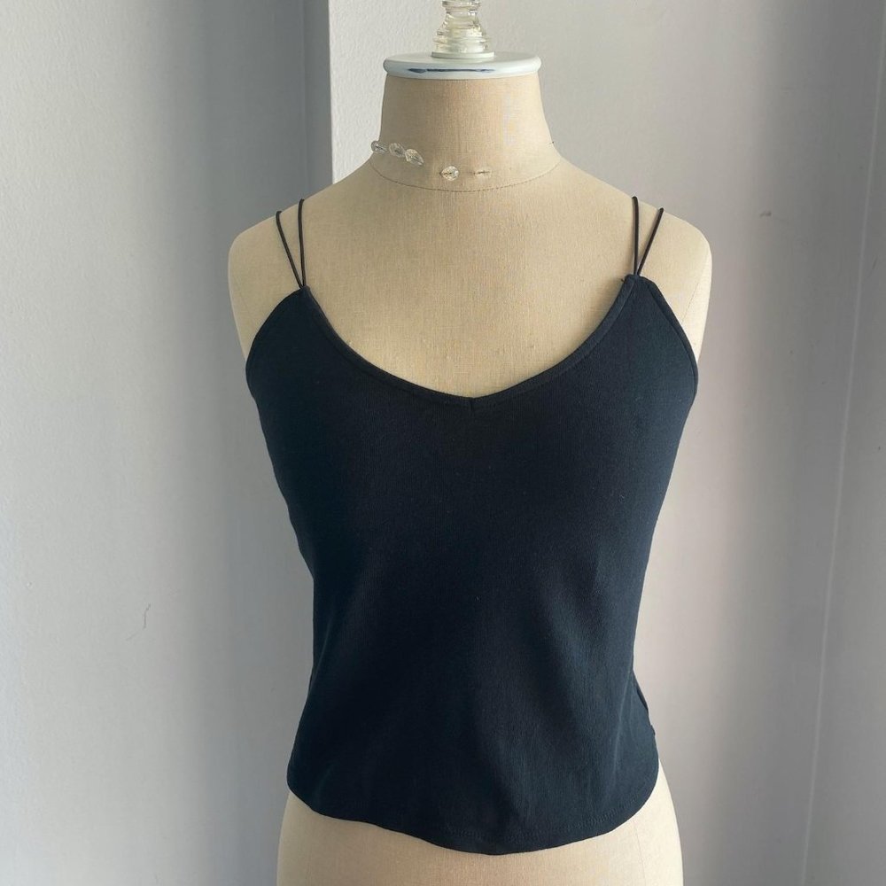 Black Double Spaghetti Strap Crop